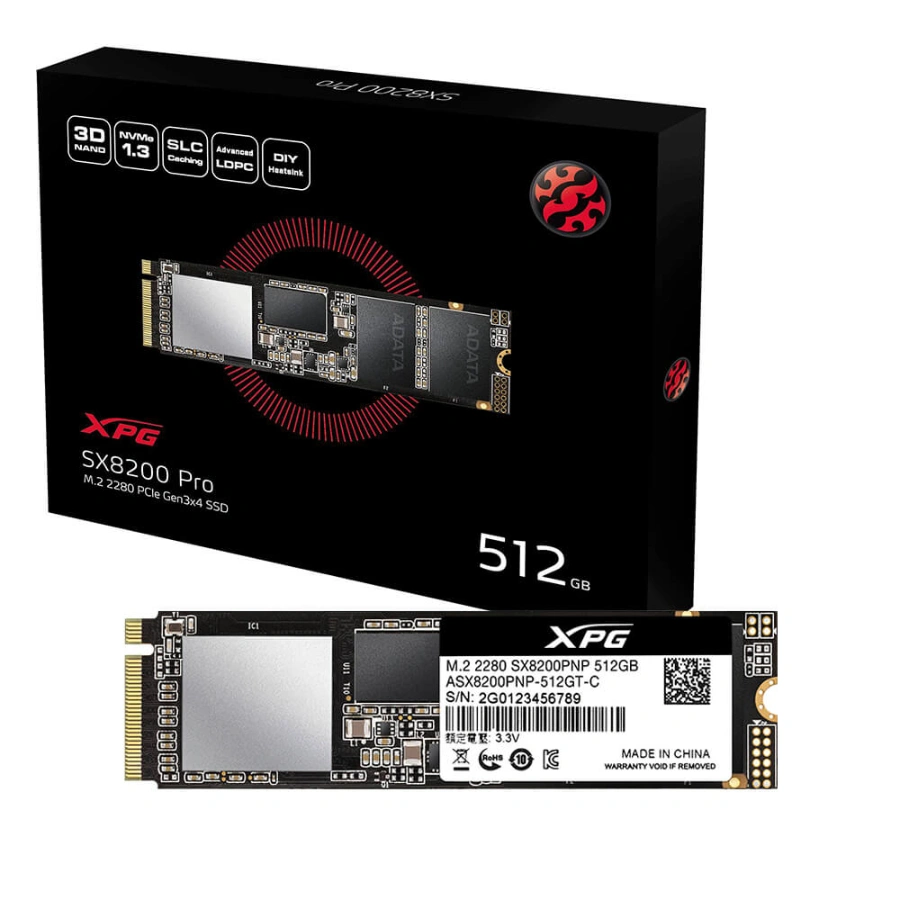 fa9543e6806bbacecfb949037fd3e3f1 NVME ADATA XPG Sx8200 Pro 512GB / Pcie Gen 3.0 X4 / M.2 2280 / Lectura 3500 Mb/S, Escritura 3000MB/S / Nand 3D / Asx8200pnp-512GT-C - Imagen 1