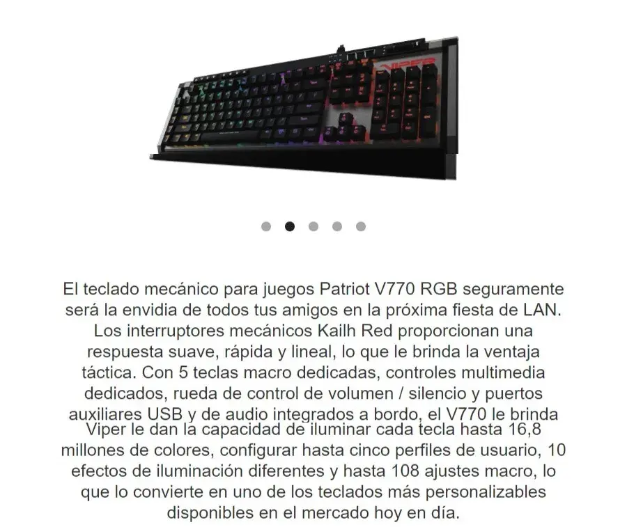 Tastiera Meccanica Gaming Patriot Viper V770 RGB – QWERTY Inglese – Open Box