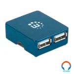 Micro Hub Manhattan / 4 Puertos / Usb2.0 / Velocidad De Transferencia 1.5, 12 Y 480 Mbps / Azul