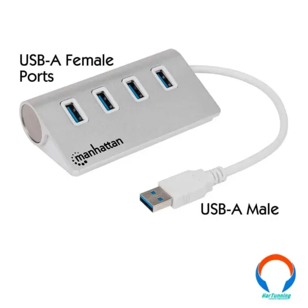 Hub Manhattan / Usb 3.0 / 4 Puertos / Capacidad De Trasnferencia 5 Gbps / Negro - Image 2