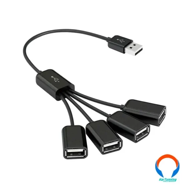 Cable Hub VORAGO Hu-101 / 4 Puertos Usb 2.0 / 1METRO / Capacidad De Transferencia A 480MBPS / Negro - Image 1