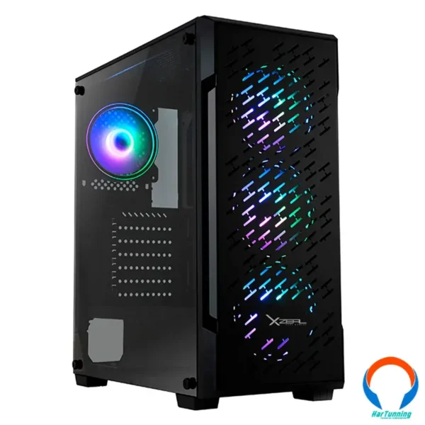 Gabinete XZEAL Xz135 Led Rgb / Cristal Templado / ATX / 3 Ventiladores Rgb Incluidos / USB 3.0 / Xzcgb07b - Image 1