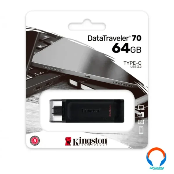 Memoria USB KINGSTON TECHNOLOGY DT70 / 64GB / Interfaz 3.2 / Negro - Image 1
