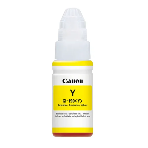 Botella De Tinta CANON GI-190 / Amarillo / Rendimiento 6000 Paginas / 70Ml / 0670C001AB - Image 1