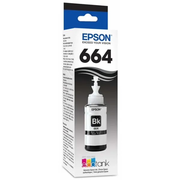 Botella de Tinta Epson T664 / Negro / 70Ml / T664120-AL - Image 1