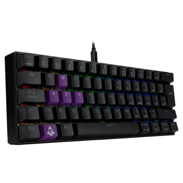 Teclado Gamer Mecánico Munfrost Dark Moon Black ARGB / Switch Gateron Red / Formato 60% / Alámbrico USB / Desmontable / Español - Image 3