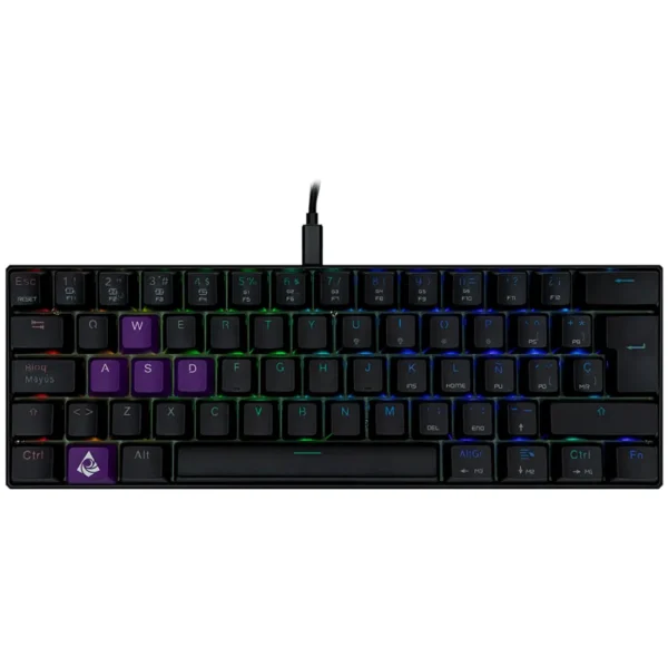 Teclado Gamer Mecánico Munfrost Dark Moon Black ARGB / Switch Gateron Red / Formato 60% / Alámbrico USB / Desmontable / Español - Image 2