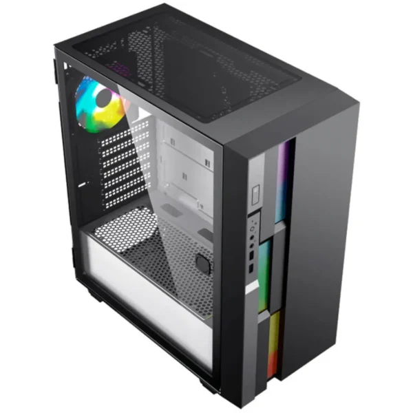 Gabinete Gamer MUNFROST Fulgor / E-ATX, ATX, Micro ATX, Mini-ITX / Cristal Templado / Usb 3.0 / 2 Vent. Incluidos / Negro Con Gris - Image 4