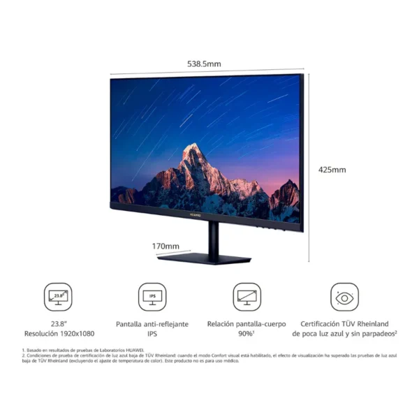 Monitor Huawei AD80HW 23.8" IPS / 1920X1080 Full HD / 5MS / 60Hz / HDMI, VGA / Negro - Image 4