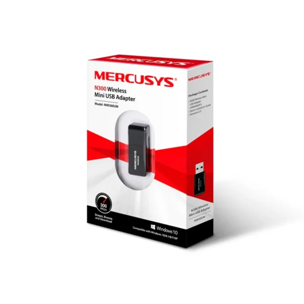 Adaptador Antena Wifi MERCUSYS N300 / USB 2.0 / Inalámbrico / 300Mbps / IEEE 802.11n / Negro / MW300UM - Image 4