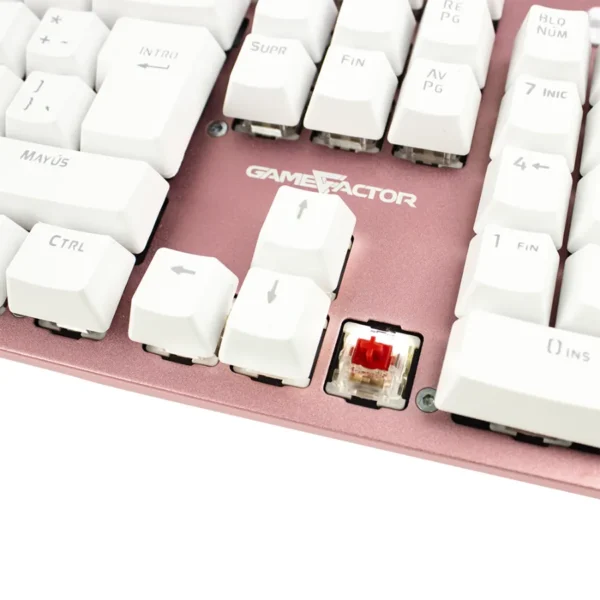 Teclado Mecánico GAME FACTOR KBG400 / Switch Kred Red / Led White / Anti Ghosting / Usb / Español / Rosa Con Blanco - Image 6