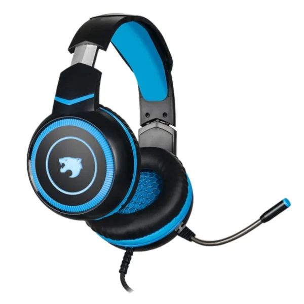 Diadema Gaming Yaguaret Quimera / Alámbrico / Led / Micrófono Omnidireccional / Con Adaptadores / 3.5mm / Negro con Azul - Image 2