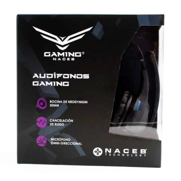 Diadema Gaming Naceb NA-0304A / Alámbrico / 3.5Mm, Usb / Micrófono Omnidireccional / Led / Negro/Azul / NA-0304A - Image 4