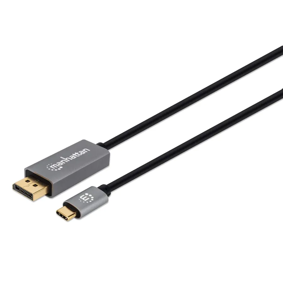 8kat60hz-usb-c-to-displayport-14-adapter-cable-354844-1_e50bea59-c442-4a04-a7d9-2b9d55bfd046_1024x1024@2x Adaptador Manhattan 354844 / Usb-C a DisplayPort / Macho-Macho / 2m / Negro - Imagen 1