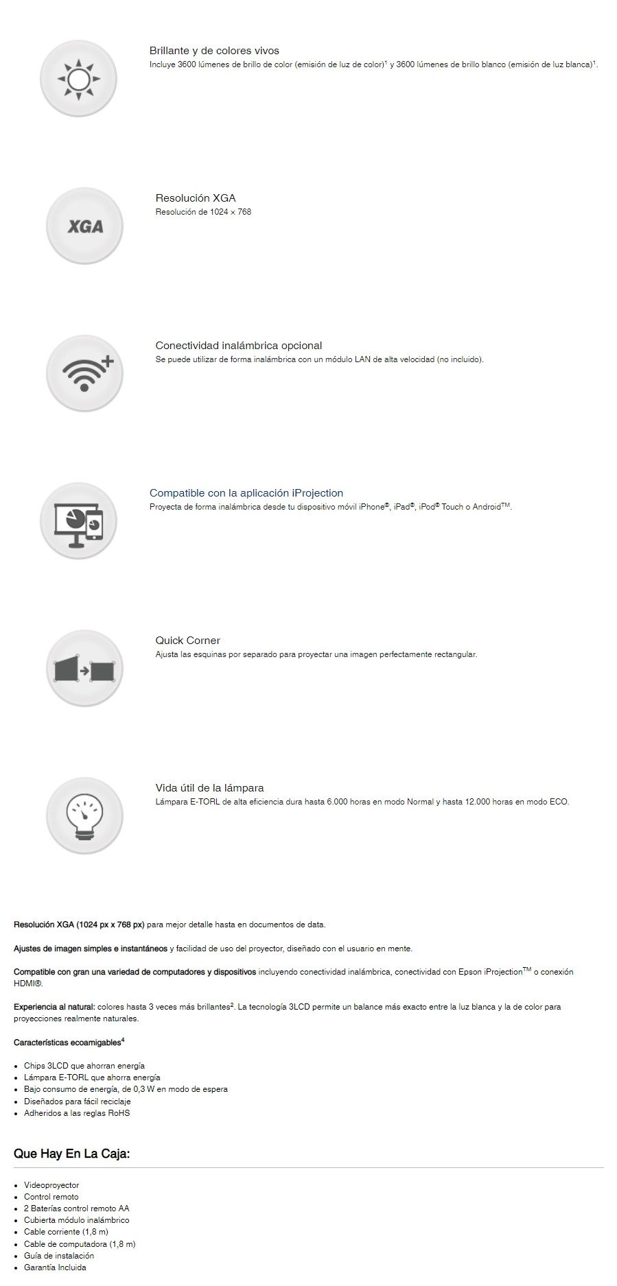 Proyector Epson Powerlite X06+ / 3LCD / 3600 Lúmenes / Hdmi, Usb / Resolución De 1024 × 768