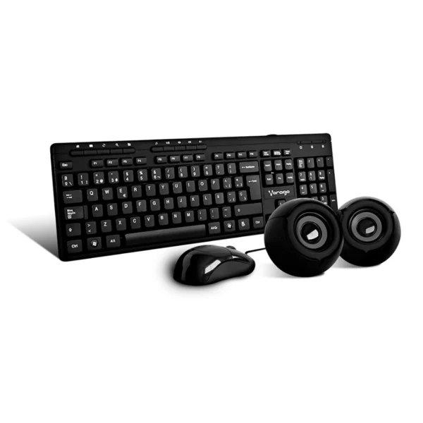 Kit Teclado Y Mouse Kms-104 VORAGO /  Bocinas / Alámbricos / Negro - Image 1