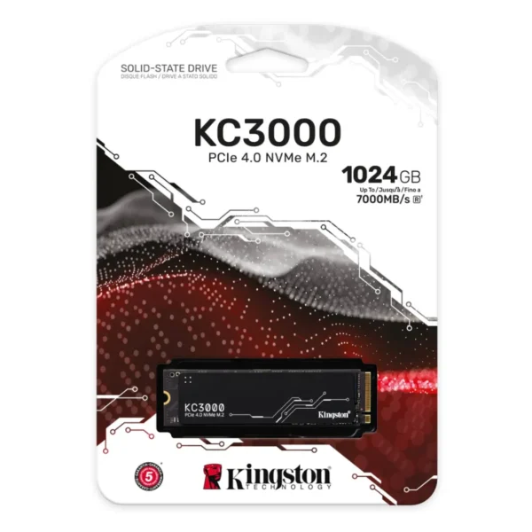 Unidad De Estado Solido Kingston Kc3000 Nvme / 1024GB / M.2 2280 / PCIe 4.0 / Lectura 7000MB/S, Escritura 6000MB/S / SKC3000S/1024G - Image 1