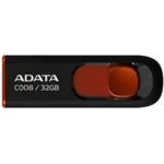 Memoria USB Adata 32gb / Usb 2.0 / C008 / Retractil Negro-Rojo