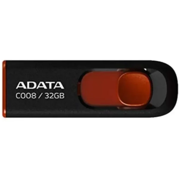 Memoria USB Adata 32gb / Usb 2.0 / C008 / Retractil Negro-Rojo - Image 1