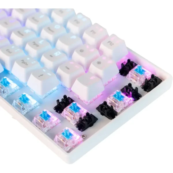 Teclado Mecánico OCELOT  RGB / 60% / Switch Blue / Alámbrico / USB-A, USB-C / Win, Mac, Xbox, Play Station / Español / Blanco Con Rosa - Image 5