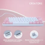 Teclado Mecánico OCELOT  RGB / 60% / Switch Blue / Alámbrico / USB-A, USB-C / Win, Mac, Xbox, Play Station / Español / Blanco Con Rosa - Image 12