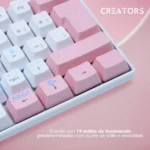Teclado Mecánico OCELOT  RGB / 60% / Switch Blue / Alámbrico / USB-A, USB-C / Win, Mac, Xbox, Play Station / Español / Blanco Con Rosa - Image 11