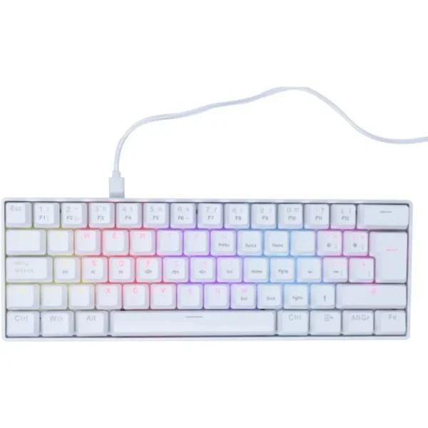 Teclado Mecánico OCELOT  RGB / 60% / Switch Blue / Alámbrico / USB-A, USB-C / Win, Mac, Xbox, Play Station / Español / Blanco Con Rosa - Image 7
