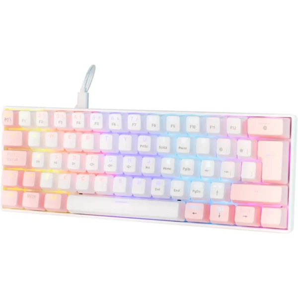 Teclado Mecánico OCELOT  RGB / 60% / Switch Blue / Alámbrico / USB-A, USB-C / Win, Mac, Xbox, Play Station / Español / Blanco Con Rosa - Image 2