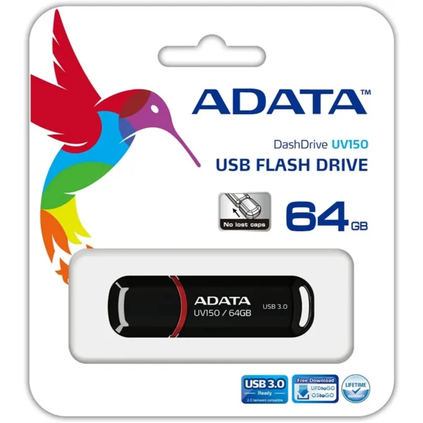 Memoria Usb Adata 64GB Dashdrive Uv150 / 3.1 Gen 1 / Factor De Forma Tapa / Color Negro (auv150-64g-rbk) - Image 3