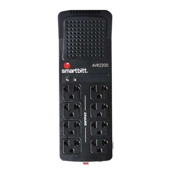Regulador SMARTBITT R-BITT 2200 / 2200Va / 1100W / 8 Contactos / RJ11 / Indicadores LED / Negro / SBAVR2200 - Image 1