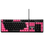 Teclado Gamer Mecánico Ocelot OGMK04 / Alámbrico / USB / RGB / Switch Blue / 1.5M / Español / Negro Con Magenta