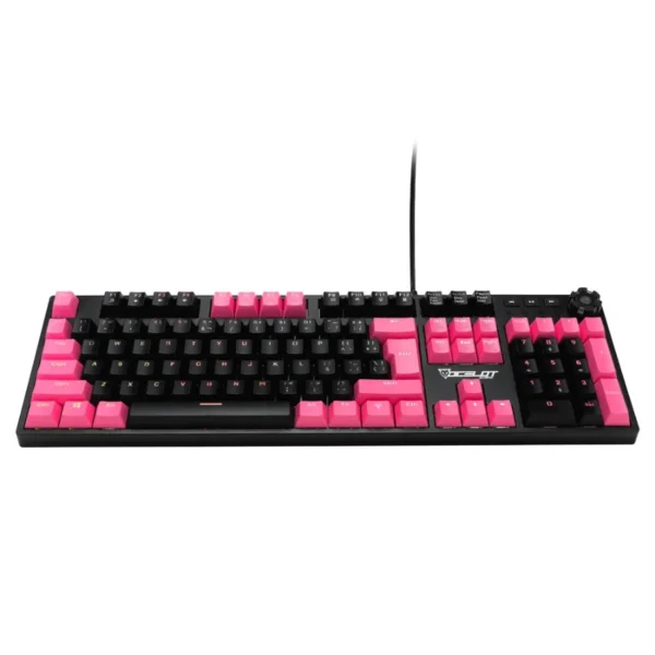Teclado Gamer Mecánico Ocelot OGMK04 / Alámbrico / USB / RGB / Switch Blue / 1.5M / Español / Negro Con Magenta - Image 2