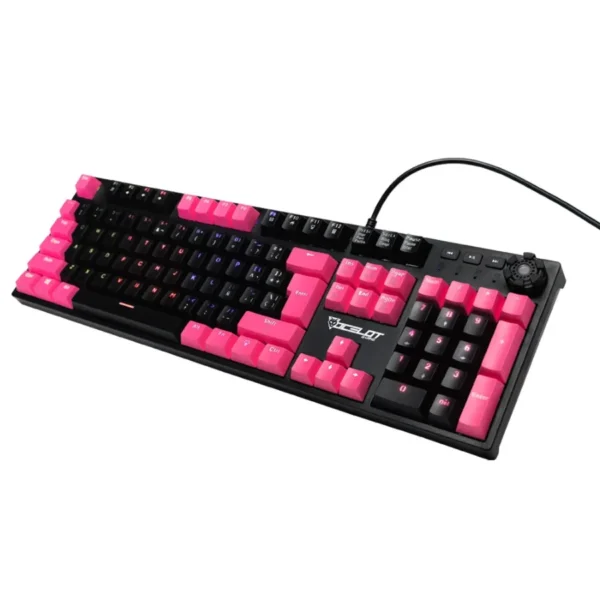 Teclado Gamer Mecánico Ocelot OGMK04 / Alámbrico / USB / RGB / Switch Blue / 1.5M / Español / Negro Con Magenta - Image 3