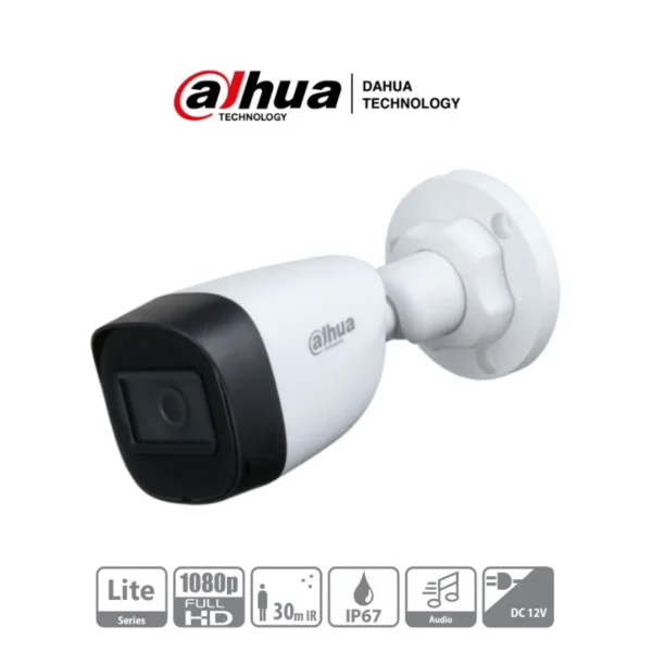Cámara De Vigilancia Analógica Dahua Bullet 1080p DHT0290033 / Micrófono Integrado / Lente De 2.8mm / Alcance 30Mts / Ip67 / Policarbonato / Cvi / Cvbs / Ahd / Tvi / Blc / Hlc / Dwdr - Image 1