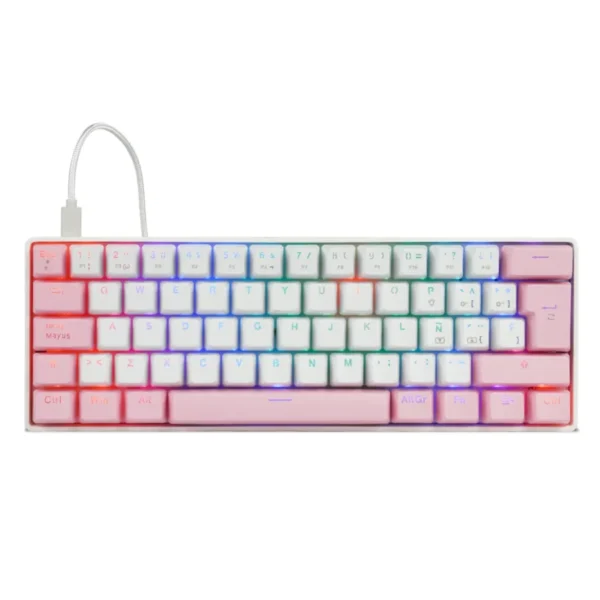 Teclado Mecánico 60% Game Factor KBG560-WH RGB / Teclas Extras Pink Intercambiables / Switch Red / Usb / ANTI-GHOSTING / Español / Blanco - Image 1