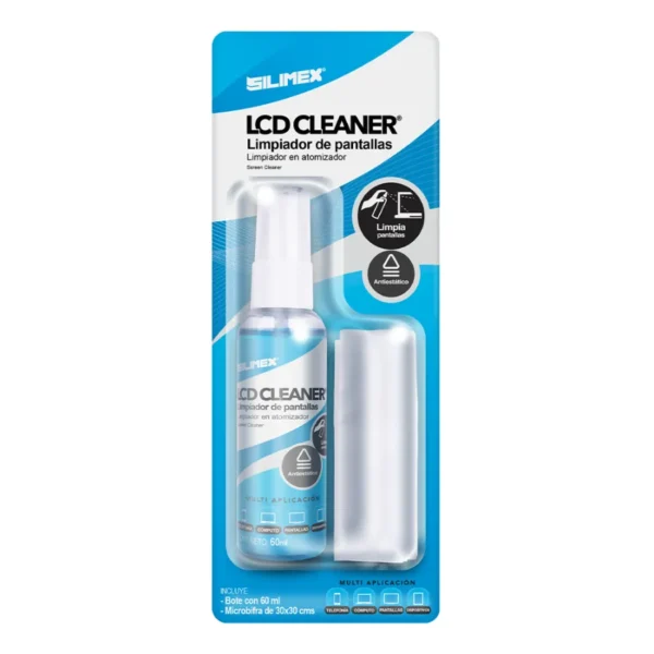 Kit De Limpieza Silimex LCD CLEANER kit 60 ml / Con Atomizador / 60 ML / Microfibra / Antiestático / Azul / LCD CLEANER - Image 1