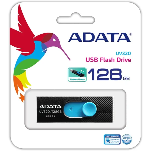 Memoria Adata 128gb / Usb 3.2 / Uv320 / Retractil Negro-Azul - Image 2