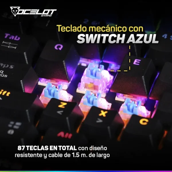 Teclado Mecánico OCELOT OGMK02 / Alámbrico / Switch Blue / Rgb / Plug Play / Usb / Español / Negro / OGMK02 - Image 6