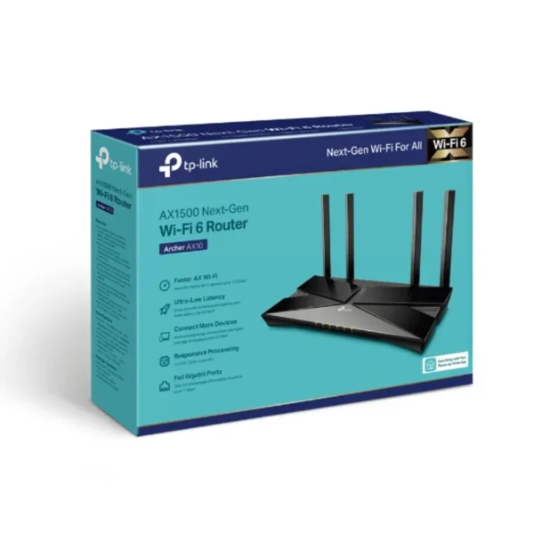 Router TP-LINK ARCHER AX10 / Inalámbrico / Wifi 6 / Doble Banda 2.4Ghz, 5Ghz / 4 Puertos Lan / 4 Antenas Ext Fijas / Funciona Con Alexa / Negro / ARCHER AX10 - Image 4