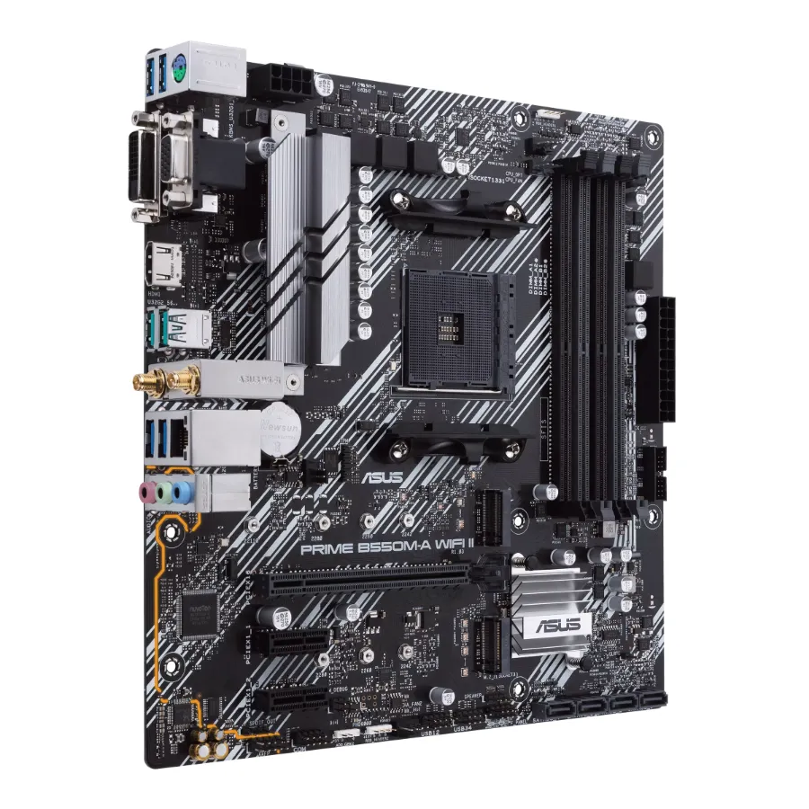 fwebp (1) Tarjeta Madre Asus PRIME B550M-A WIFI II / Socket AM4 / 128GB X4 Ddr4 4866Mhz / Hdmi, Vga / Pcie-4.0 / M.2 / Wifi6 / MICRO ATX - Image 1