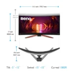 Monitor Curvo BENQ Mobiuz / 34" / 3440 X 1440 WQHD / VA / 144Hz / 1MS / Hdmi , Dp / Eyecare, Free-Sync / Gris - Image 7