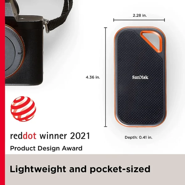 Unidad De Estado Solido SSD Externo SANDISK EXTREME PRO / 1TB / USB 3.2 A, C / Lectura 2000MB/s, Escritura 2000MB/s / IP55 Contra El Agua / Naranja Con Negro - Image 3