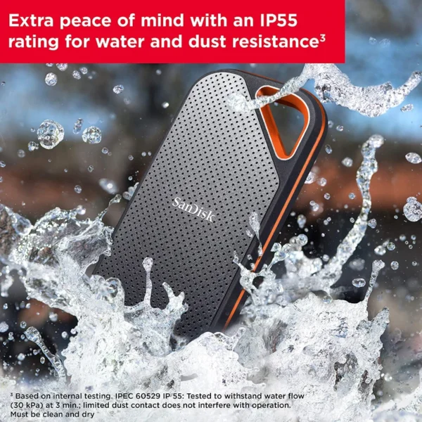 Unidad De Estado Solido SSD Externo SANDISK EXTREME PRO / 1TB / USB 3.2 A, C / Lectura 2000MB/s, Escritura 2000MB/s / IP55 Contra El Agua / Naranja Con Negro - Image 4