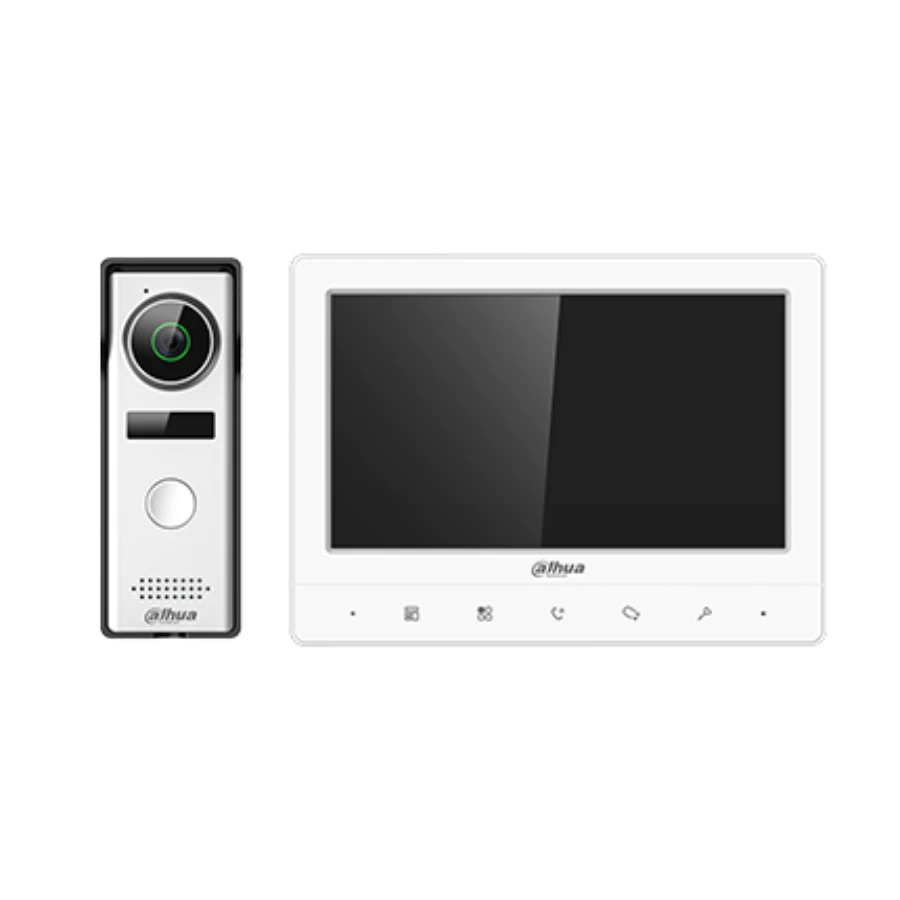 Dahua-kit-KTA02-videoportero-analogico-color-blanco-2-megapixeles Kit Videoportero DAHUA DHI-KTA02 / Pantalla 7" / Botones Touch / Frente De Calle / Alámbrico / 1.3MP / DWDR/ IP66 / Negro Con Blanco - Image 1