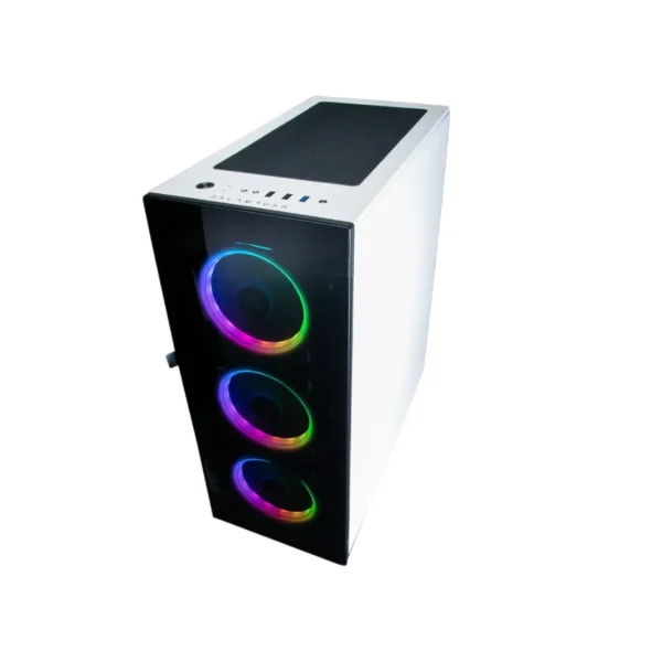 Gabinete BALAM RUSH Thinos GT990 / E-ATX, ATX / Usb 3.0 / Cristal Templado / 4 Vent. Incluidos / Blanco Con Negro - Image 3