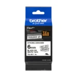 Cinta Laminada BROTHER TZES211 / Texto Negro Sobre Fondo Blanco / 6mm X 8m / Adhesivo Industrial / Compatible PTD600