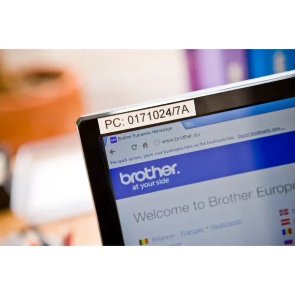 Cinta Laminada BROTHER TZES211 / Texto Negro Sobre Fondo Blanco / 6mm X 8m / Adhesivo Industrial / Compatible PTD600 - Image 3