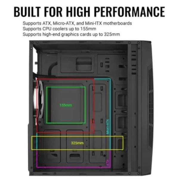 Gabinete AEROCOOL TALON Rgb / ATX / Cristal Templado / 1 Vent. Incluido / Usb 3.0 / Negro / TALON-G-BK-V1 - Image 4