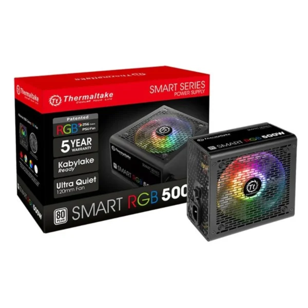 Fuente De Poder THERMALTAKE Smart RGB / 500W / 80 Plus / 20+4 Pin / CPU 4+4 Pin / Pci-E 6+2 / Sata / Molex / Ventilador 120mm / Negro - Image 5