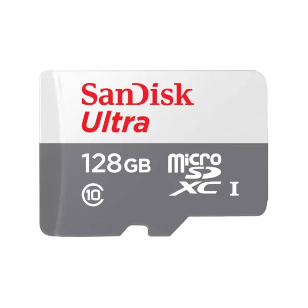 Micro SDXC- SDHC SANDISK Ultra Clase 10 / 128GB / Lectura 100MB/s / UHS-I / Con Adaptador / SDSQUNR-128G-GN3MA - Image 1